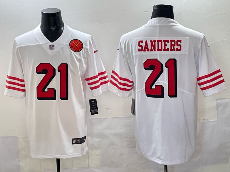 Men San Francisco 49ers #21 Sanders White Throwback Nike Limited NFL 2025 Jersey style 06->san francisco 49ers->NFL Jersey